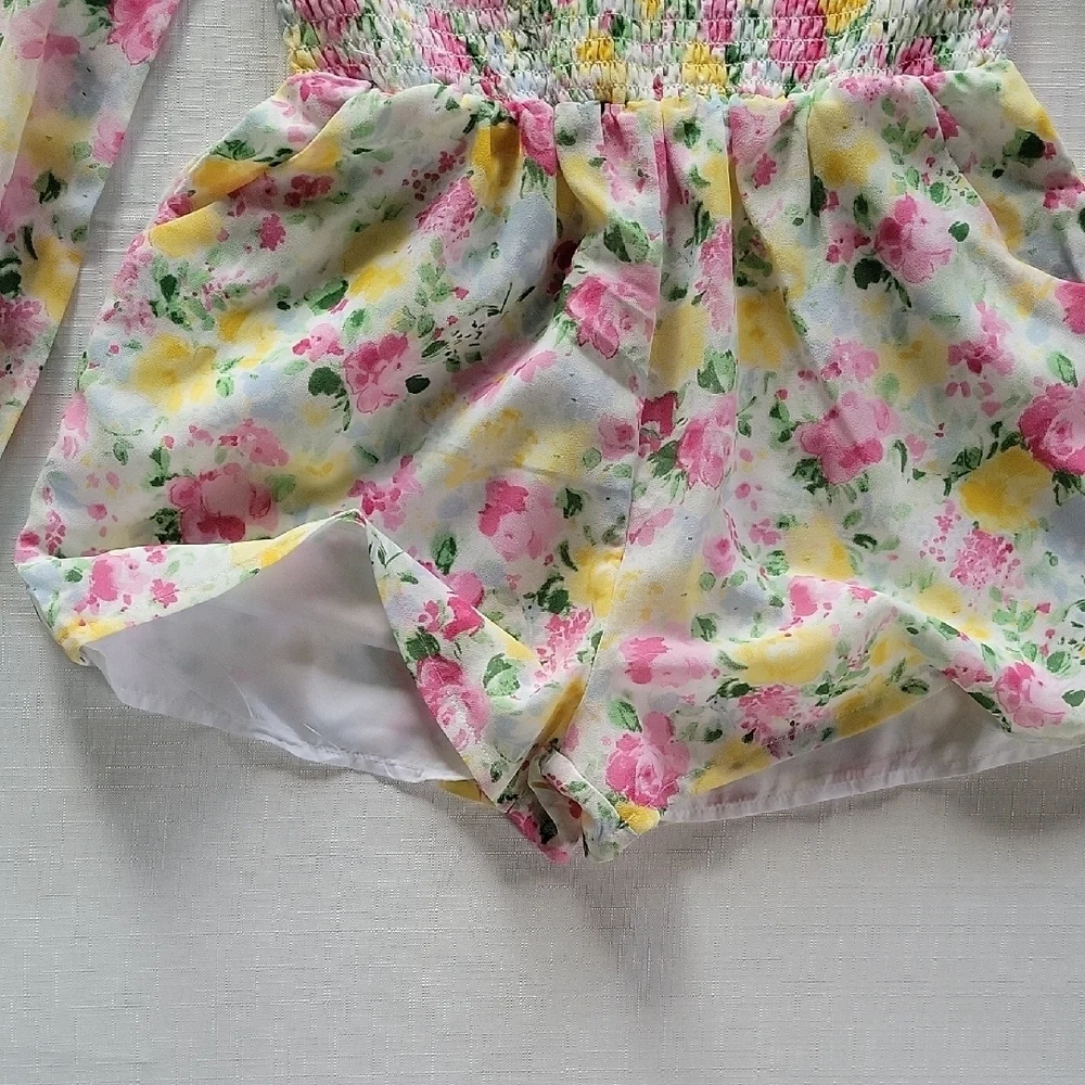 Janie and Jack Girls Floral Textured Romper Zise 8